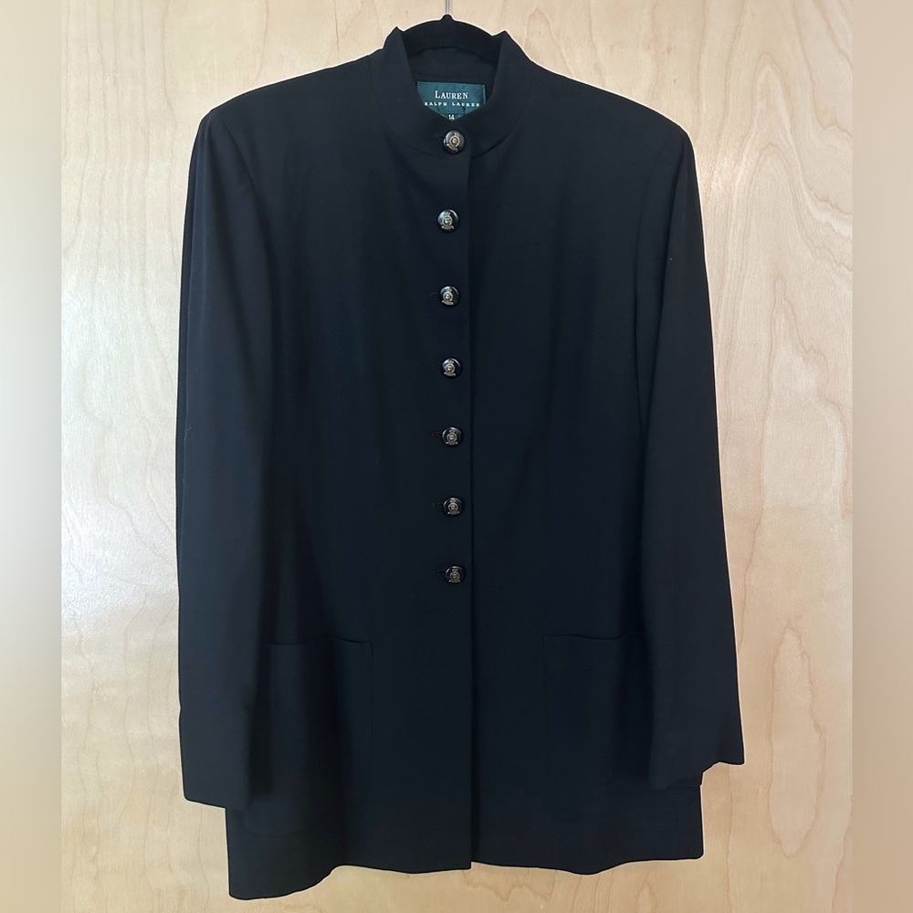Wool Blend Equestrian Jacket Button Blazer Lauren Ralph Lauren Vintage Size 14